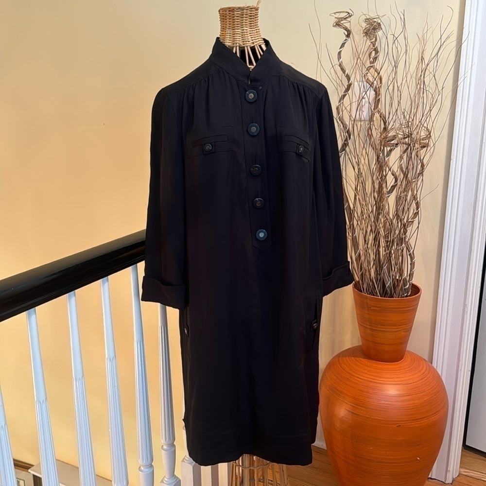 Magaschoni black silk dress